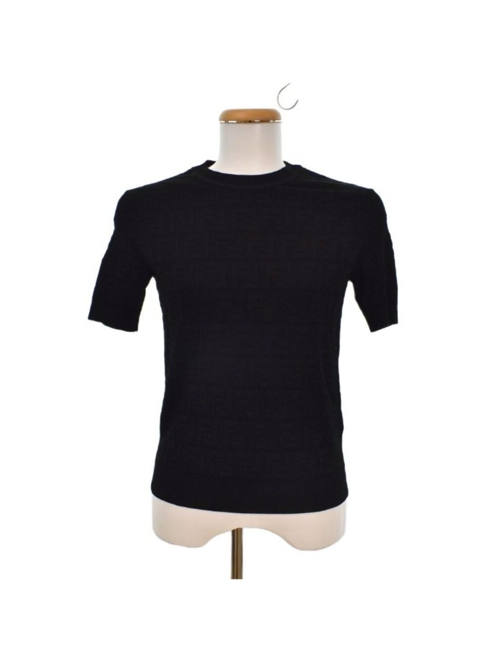 Fendi T-Shirt Knit Sweater Short Sleeve Crew Neck FF Logo Zucca Pattern